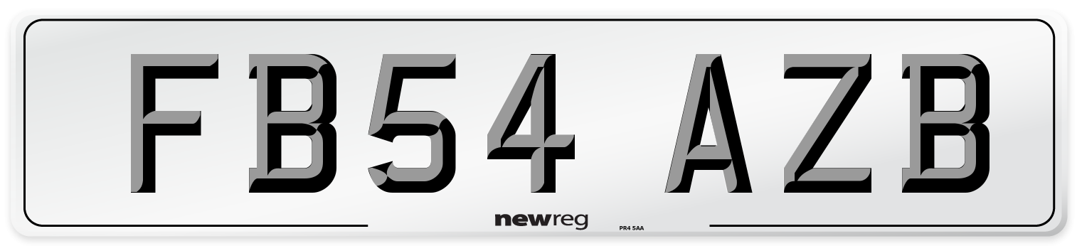 FB54 AZB Number Plate from New Reg